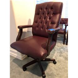 3 piece Brown Leather Office Chairs (1 swivel and adjustable on wheels and 2 Reception Chairs)