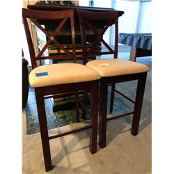 2 Wood Backed Cushioned Bar Stools