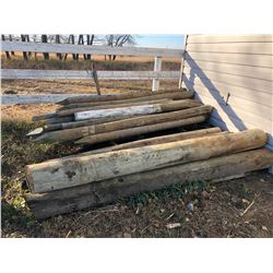 Pile of Wood Fence Post & Misc. Posts J.D. A75 Tank/Scrap Metal/Wood Step/Bucket Mount Bale Spear/2 