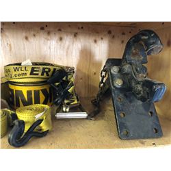 Row of Tie Down Straps/Ratchet Straps & Pintle Hitch