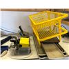 Image 1 : Assorted Tools Includes Aluminum Trays/Gear Pullers/Grease Gun/Chisels/Drill Bits/100' Tape Measure 