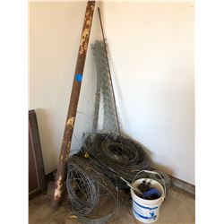 Misc. Fencing Wire, Cultivator Shovels/Guards/Sheet of Roofing/Storm Aluminum Door 32 x 80 & Metal P