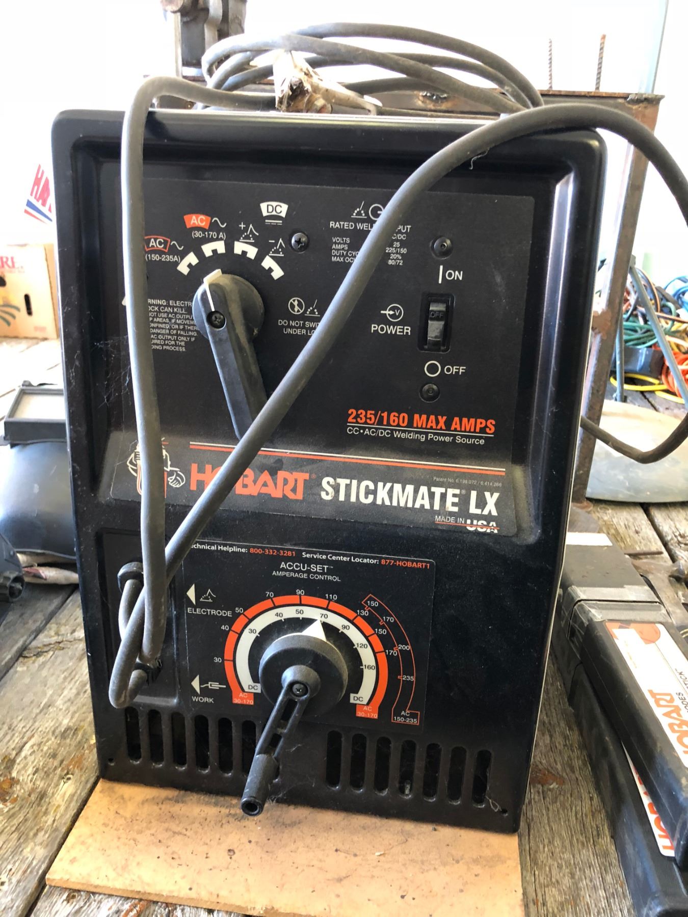 Hobart Stick Mate LX 235/160 AC/DC Welder w/2 Helmets/Welding Table