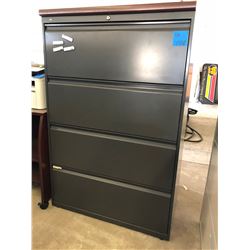 4 Drawer Dark Grey w/Cherry Wood Top