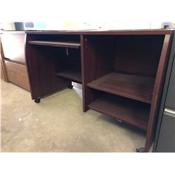 Cherry Wood Finish Computer Desk on Wheels