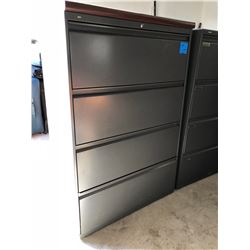 Dark Grey 4 Drawer Lateral File Cabinet w/Cherrywood Top