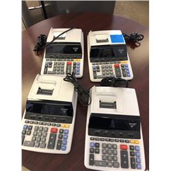 4 Sharp Office Calculators/1 Office Brief Case/ 1 Metal Case Plus Round Center Pedestal Cherrywood F