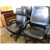 Image 1 : 2 Black Leather Office Chairs on Wheels (Good Condition)