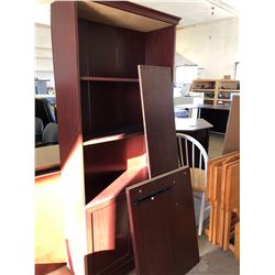 Cherry Wood Finish Office Desk (to be assembled), Matching Bookcase plus Carpet Protector