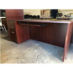 3 Piece Cherrywood Finish Office Desk w/3 Drawer Cabinet (Exec Cond) Plus Carpet Protector