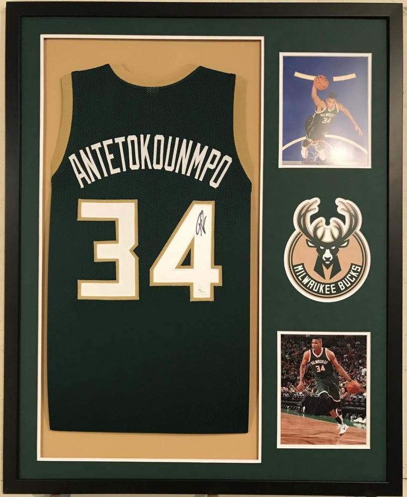 giannis antetokounmpo signed jersey framed