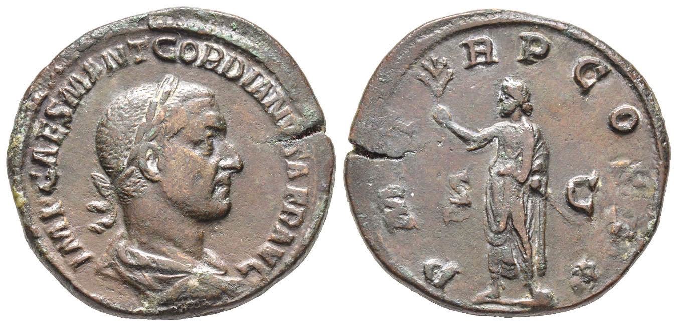 Gordianus I Africanus 238 Sestertius Rome 238 Ae 18 59 G Avers Imp Caes M Ant Gordianvs Afr A