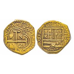 Colombia, Felipe V 1621-1665 2 Escudos,1659, Santa Fe (nuevo reino), AU 6.72 g. Ref : Cal. 179, TAU.