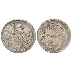 Corsica (Kingdom of), Pascal Paoli 1762-1768 20 soldi, Corte, 1768, AG 3.62 g. Ref : G.9  Conservati