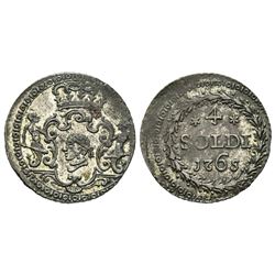 Corsica (Kingdom of), Pascal Paoli 1762-1768 4 soldi, Murato, 1765, Billon 1.94 g. Ref : G.7  Conser