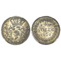 Corsica (Kingdom of), Pascal Paoli 1762-1768 4 soldi, Murato, 1767, Billon 1.94 g. Avers : Dans un c