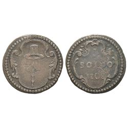 Corsica (Kingdom of), Pascal Paoli 1762-1768 1 soldo, Corte, 1768, Billon 1.32g. Avers : Anépigraphe