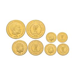 Ivory Coast,  Coffret contenant 4 monnaies en or de 100, 50, 25 et 10 Francs, 1966, AU 52.2 g. 900‰ 