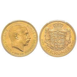 Danemark, Christian X 1912-1947 20 Kroner, 1914, AU 8.96 g. Ref : Fr. 299, KM#817.1  Conservation : 