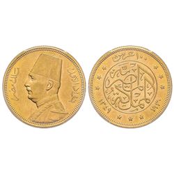 Egypt, Fouad Ier (1341-1355 AH) 1922-1936 100 Piastres, 1349 (1930), AU 8.5 g. Ref : Fr. 32, KM#354 