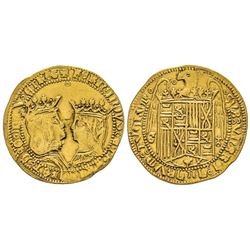 Spain, Ferdinand & Isabella 1474-1504 Doble Excelente, Granade, AU 6.94 g. Ref : Cal. 49, Fr. 128  C