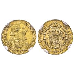 Spain, Carlos III 1759-1788 1 Escudo, 1787 M DV, AU 3.38 g. Ref : Cal. 629, Fr. 288  Conservation : 