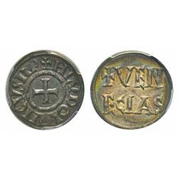 Venezia, Ludovico il Pio, 814-840 Denier, ND, (819-822), AG 1.67 g. Avers : + HLVDOOVVICVS IMP Rever