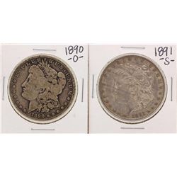 Lot of 1890-O & 1891-S $1 Morgan Silver Dollar Coins