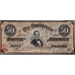 1864 $50 Confederate States of America Note
