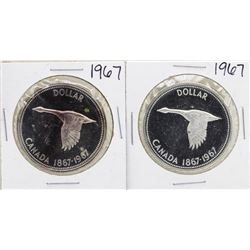 Lot of (2) 1967 $1 Canada Silver Dollar Coins