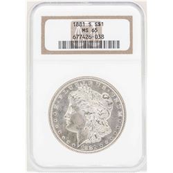 1881-S $1 Morgan Silver Dollar Coin NGC MS65