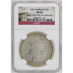1921 $1 Morgan Silver Dollar Coin NGC MS64