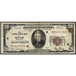 1929 $20 Federal Reserve Bank Note New York