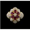 Image 2 : 1.35 ctw Ruby and Diamond Ring - 18KT Yellow Gold
