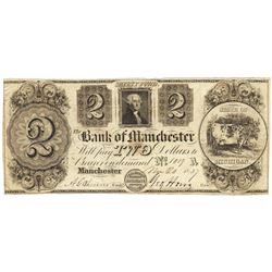 1839 $2 Bank of Manchester, Manchester, MI Obsolete Bank Note