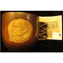 W.J. Bryan 1908 Campaign Pottery cup with a single saucer made by the Waterloo Pottery Co. of Waterl