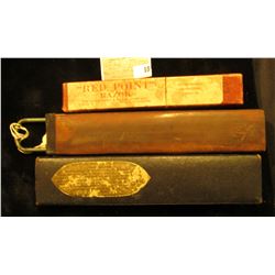 Empty Red Point Straight Razor Box and Razor Strop in a Box.