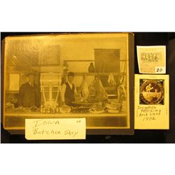 6.5" x 8.5" B & W Photo of an old Iowa Butcher Shop; 1902 "Irrigation Reclaims Arid Land" Bronze Pro