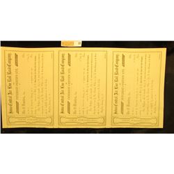 (3) attached Mid to early 1800 "Interest Certificate(s)  Iowa Central Air Line Rail Road Company". U