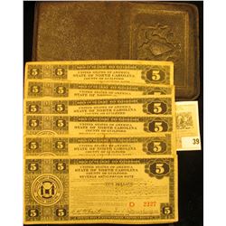 Old Depression Era embossed black Leather Billfold Full of old Depression Scrip from 1933.