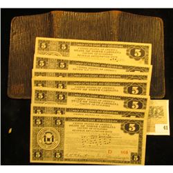 Old Depression Era embossed black Leather Billfold Full of old Depression Scrip from 1933.