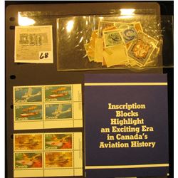 Stock page with a Inscription Block of Four Mint .17c Airmail Stamps & a Inscription block of four .
