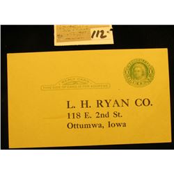 Mint condition One Cent, Martha Washington Reply card.