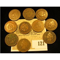 Pack of 10 different 1800's date Indian Head Cents.
