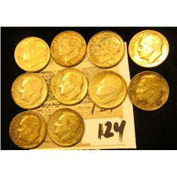 (10) Silver Dimes dating 1940 thru 1960s.