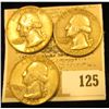 Image 1 : 1955P, 58D, & 59P U.S. Silver Washington Quarters.