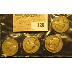 1950S, 51D, 52P, & 53D Silver Washington Quarters.