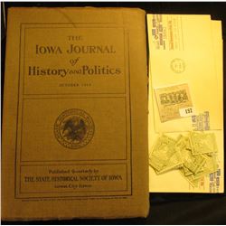 Bulk lot including: October 1914 "The Iowa Journal of History and Politics"; pair of "Small Business
