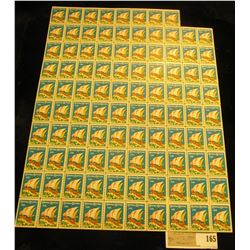 Partial Mint Sheet 1928 "Merry Christmas" Stamps/Seals. Missing one stamp. (98 stamps).