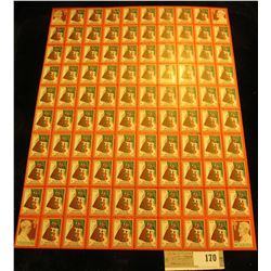 Mint Sheet of 1938 "Merry Christmas" Stamps/Seals. National Tuberculosis Association. (100 stamps)